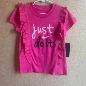 Girls Pink Nike "Just Do It" Ruffle Top